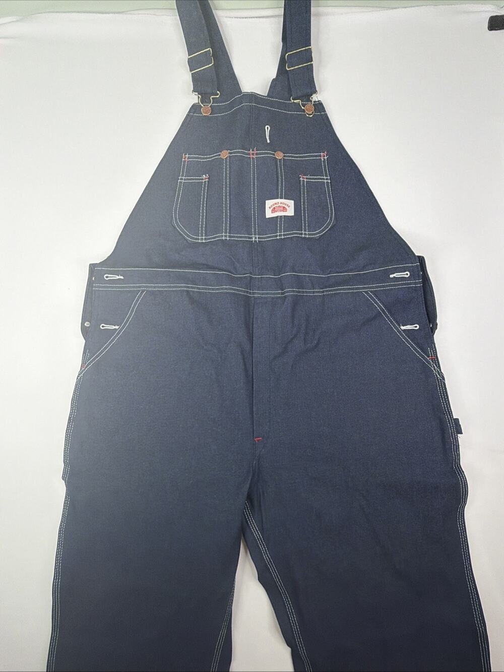Round House 980 Bib Overalls Mens 40x30 Denim Made USA NWT Zipper Fly Workwear